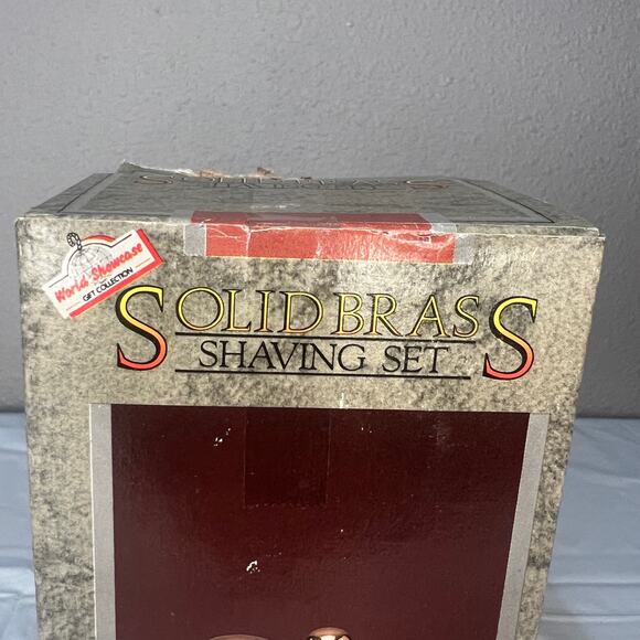 NWT Vintage World Showcase Gift Collection Solid Brass Shaving Set - Picture 4 of 11